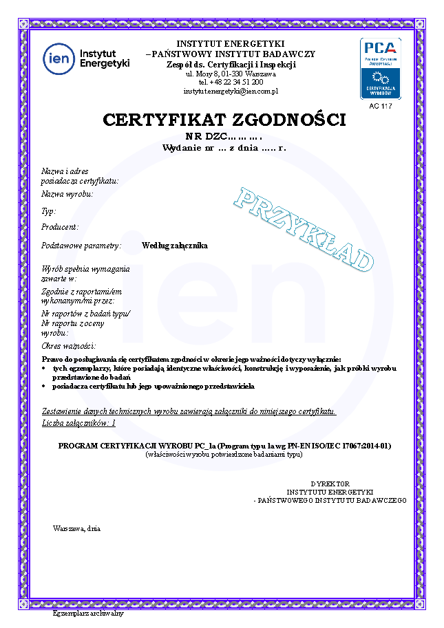 PJC 01 z11 1a wzor certyfikakt zgodności