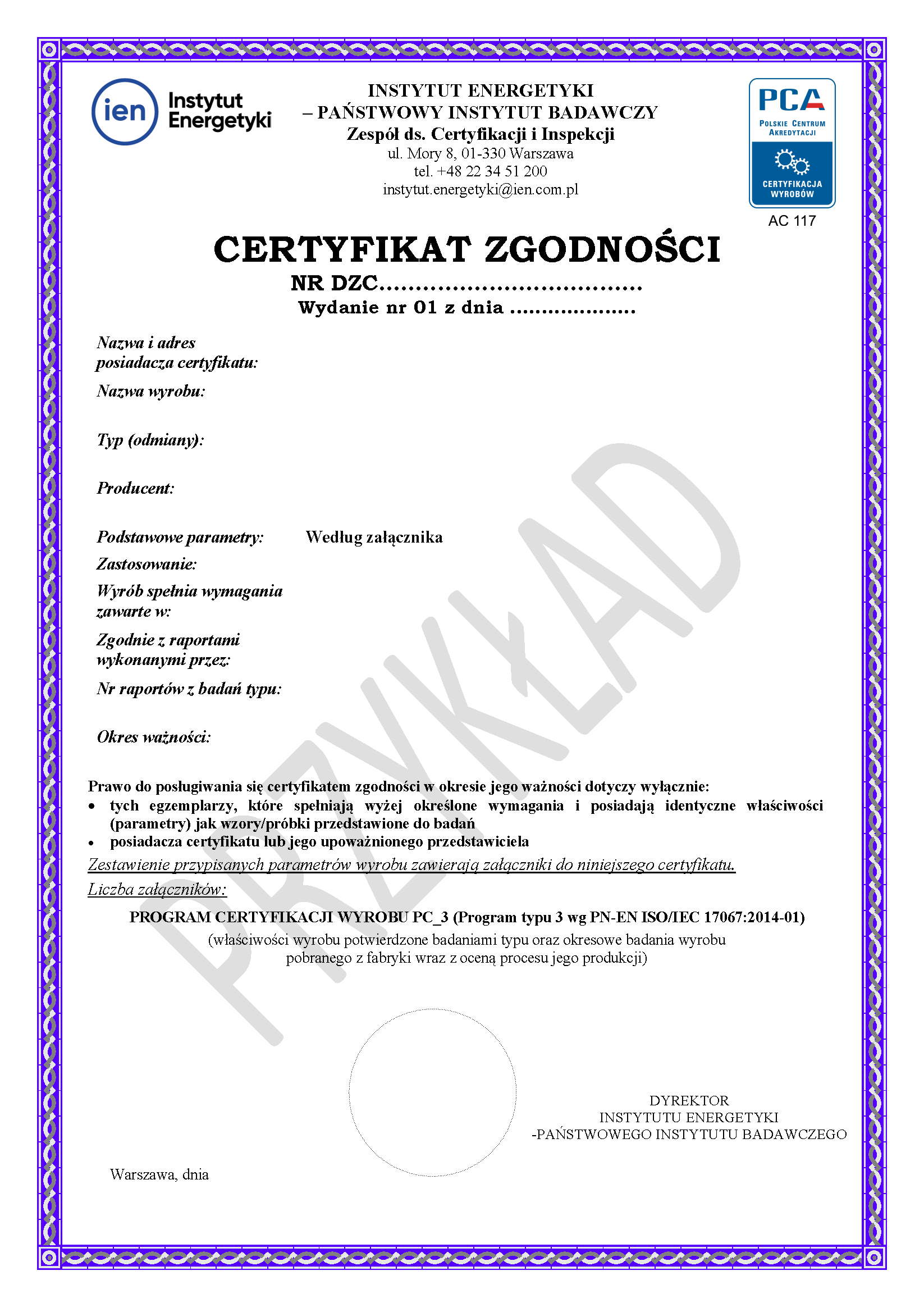 PJC 01 z11 3 wzor certyfikakt zgodności 2024