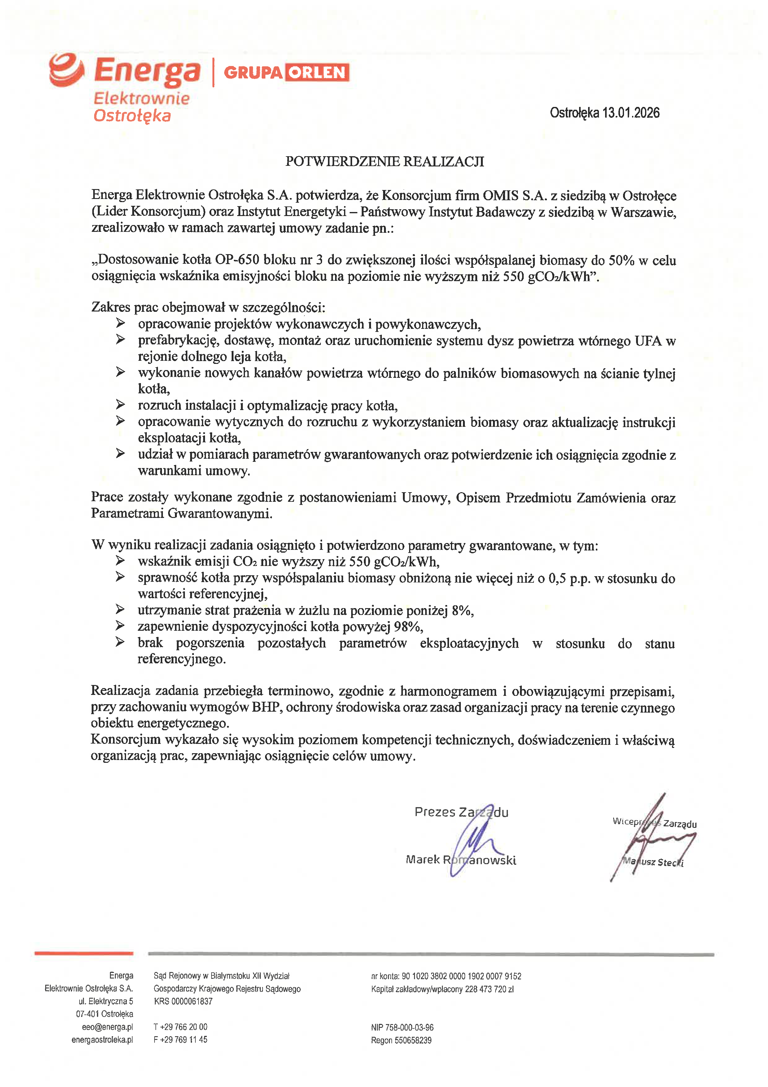 ENERGA ELEKTROWNIA OSTROŁĘKA